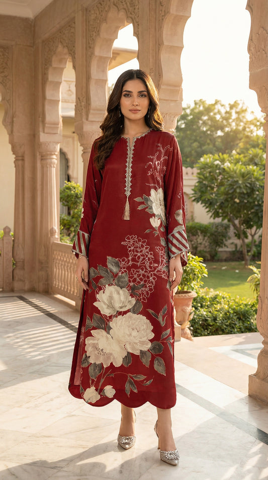 Luxury Silk Dress | 3pec Unstiched