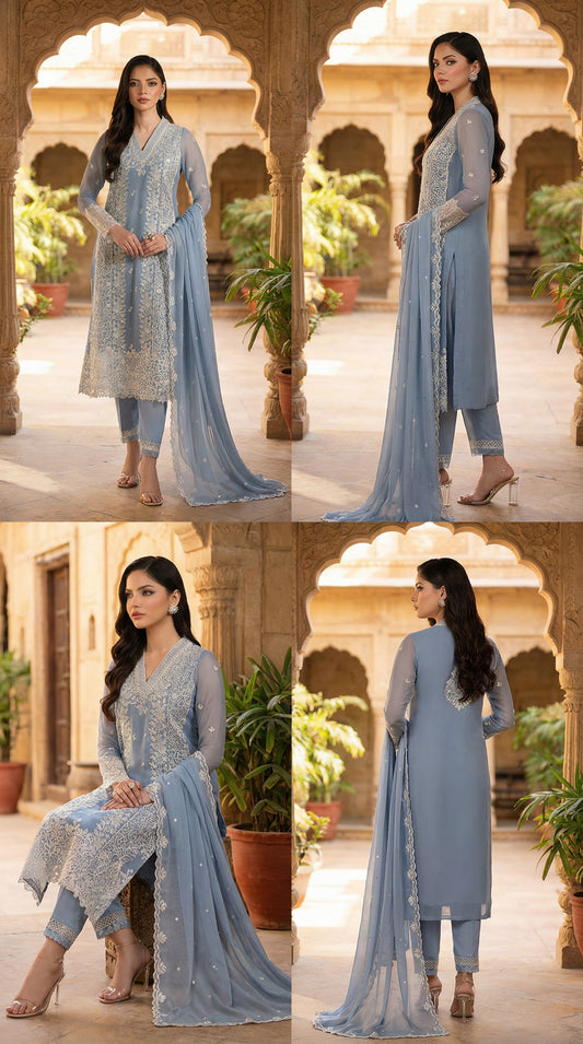 Aneela | Lawn  With Chiffon Duppta | 3 Pec Unstiched