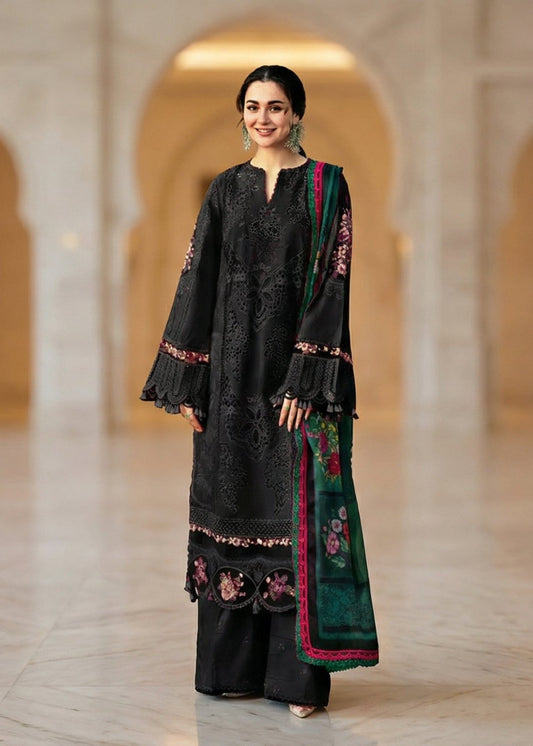 Saira Rizwan | Luxury Chikenkari Lawn Digital Printed Silk Dupatta | 3piece Unstiched