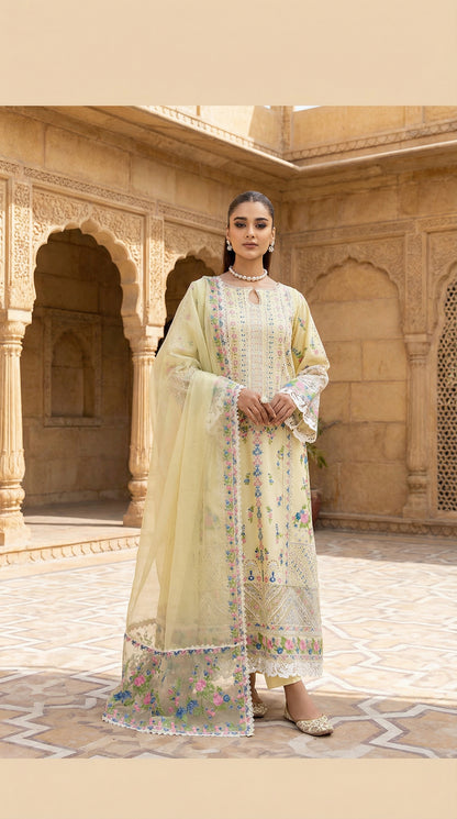 Chikenkari Nimora Lawn With Embroided Dupatta