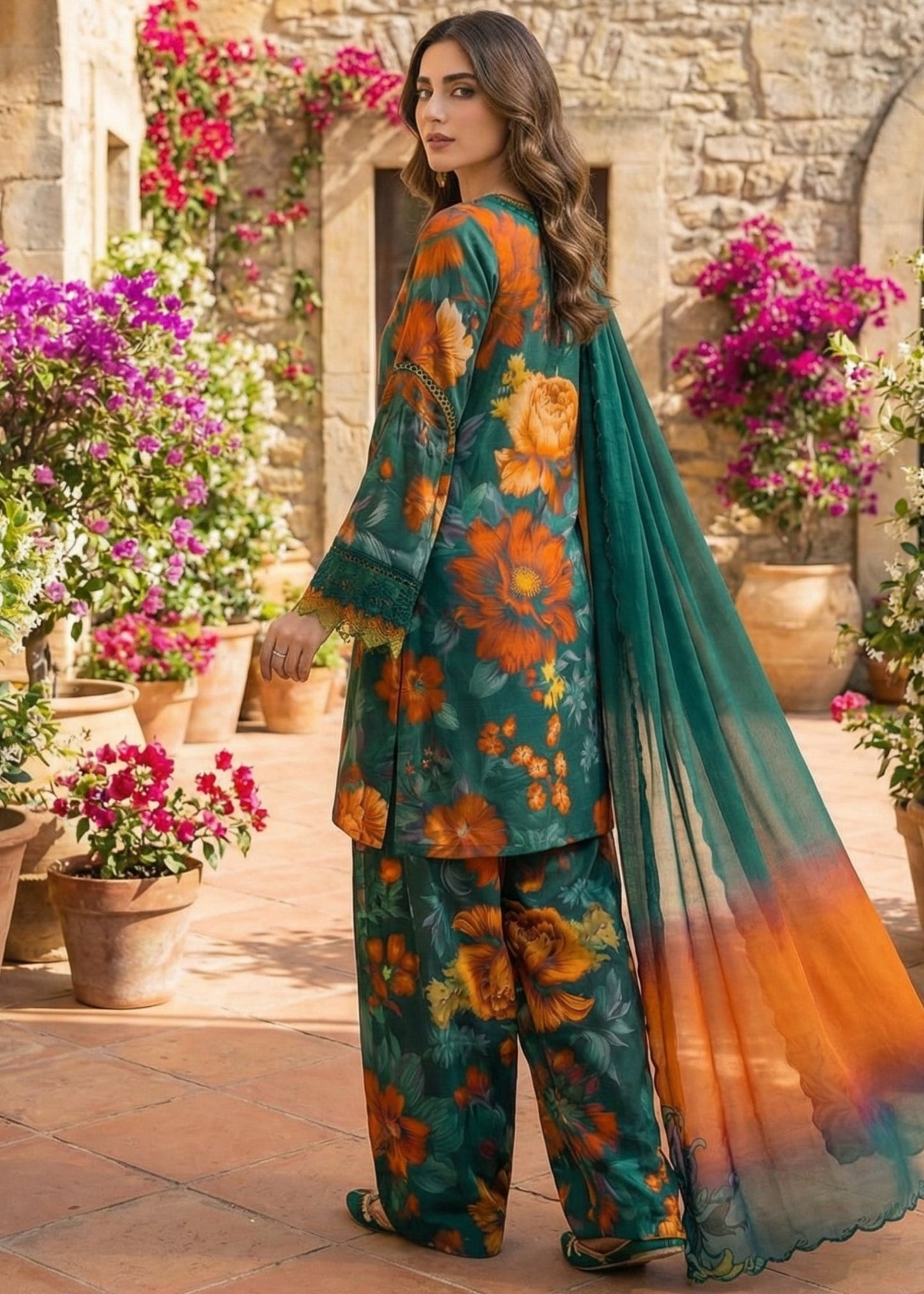 Iznik | Zinc Floral With Chiffon Dupatta | 3pec Unstiched