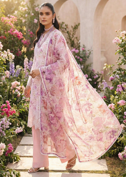 MOTIFZ MULTI FLORAL| LAWN  WITH CHIFFON DUPATTA  |3PC UNSTICHED