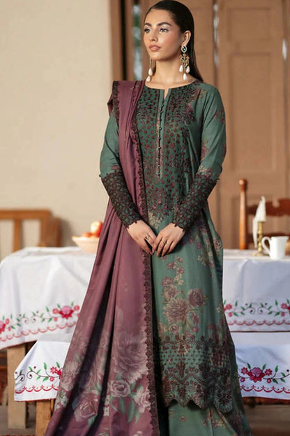 IZNIK | GreenSchiffli Embrpoided Lawn With Chiffon Duptta| 3pc Unstiched