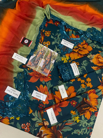 Iznik | Zinc Floral With Chiffon Dupatta | 3pec Unstiched