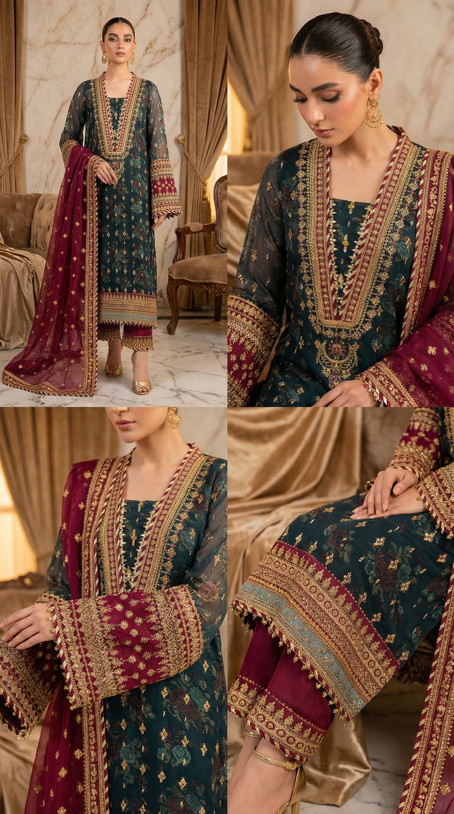 Barooq | Chiffon Emroided Dress | 3pec Unstiched