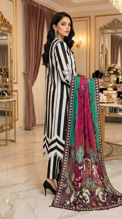 Maria B | Black N White  | 3pec Unstiched