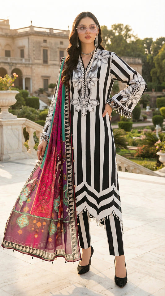 Maria B | Black N White  | 3pec Unstiched