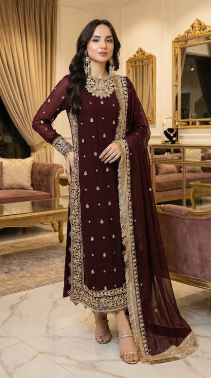 ASIM JOFA EMBROIDED CHIFFON |3PEC UNsTICHED
