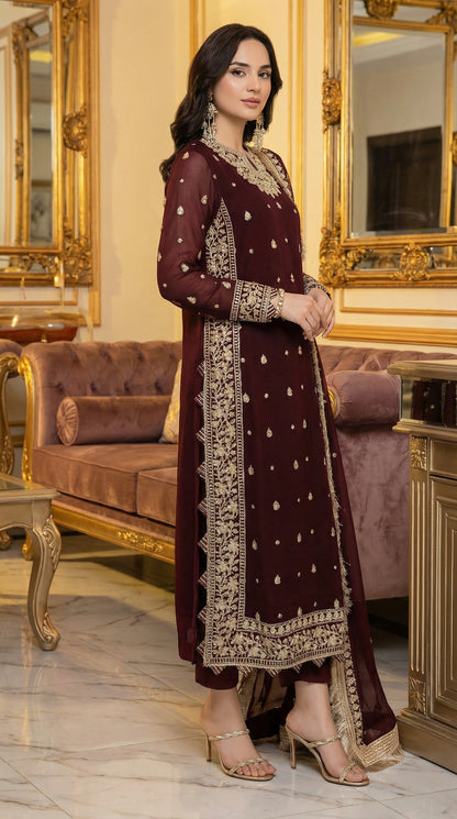 ASIM JOFA EMBROIDED CHIFFON |3PEC UNsTICHED