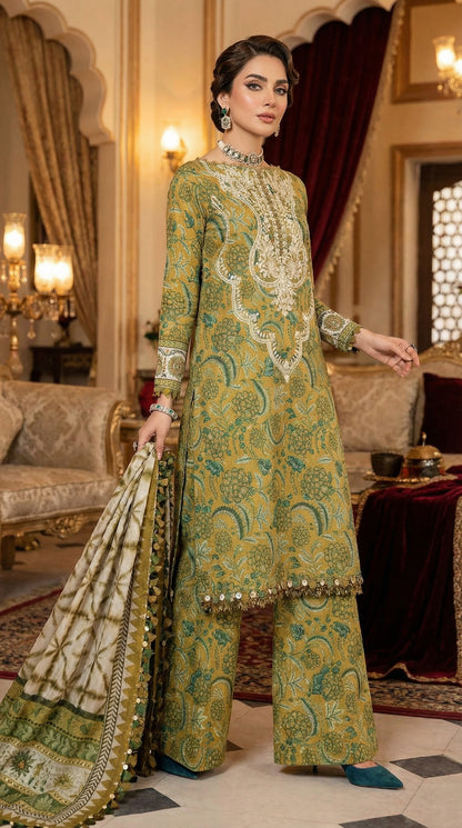 MARIAB LAWN WITH CHIFFON  DUPATTA |3PEC UNsTICHED