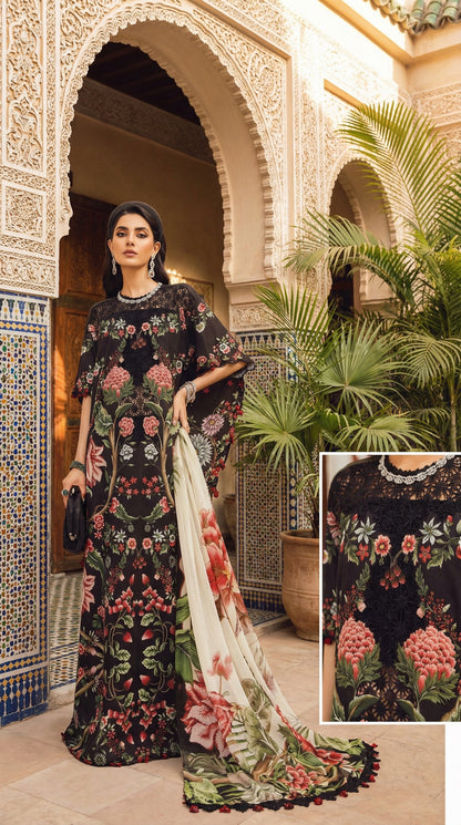 MARIAB B LAWN WITH CHIFFON  DUPATTA |3PEC UNSTICHED