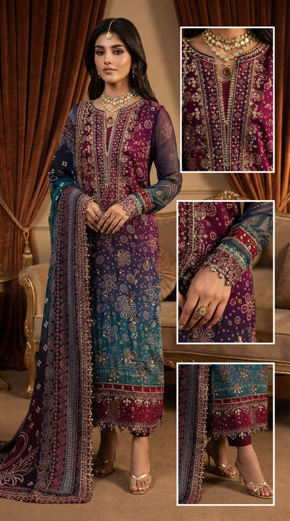 NUREH CHUNRI TIE N DYE WITH CHIFFON  DUPATTA |3PEC UNSTICHED