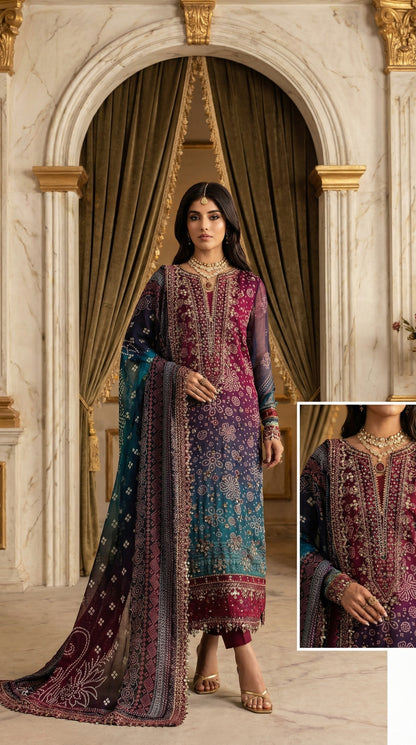 NUREH CHUNRI TIE N DYE WITH CHIFFON  DUPATTA |3PEC UNSTICHED