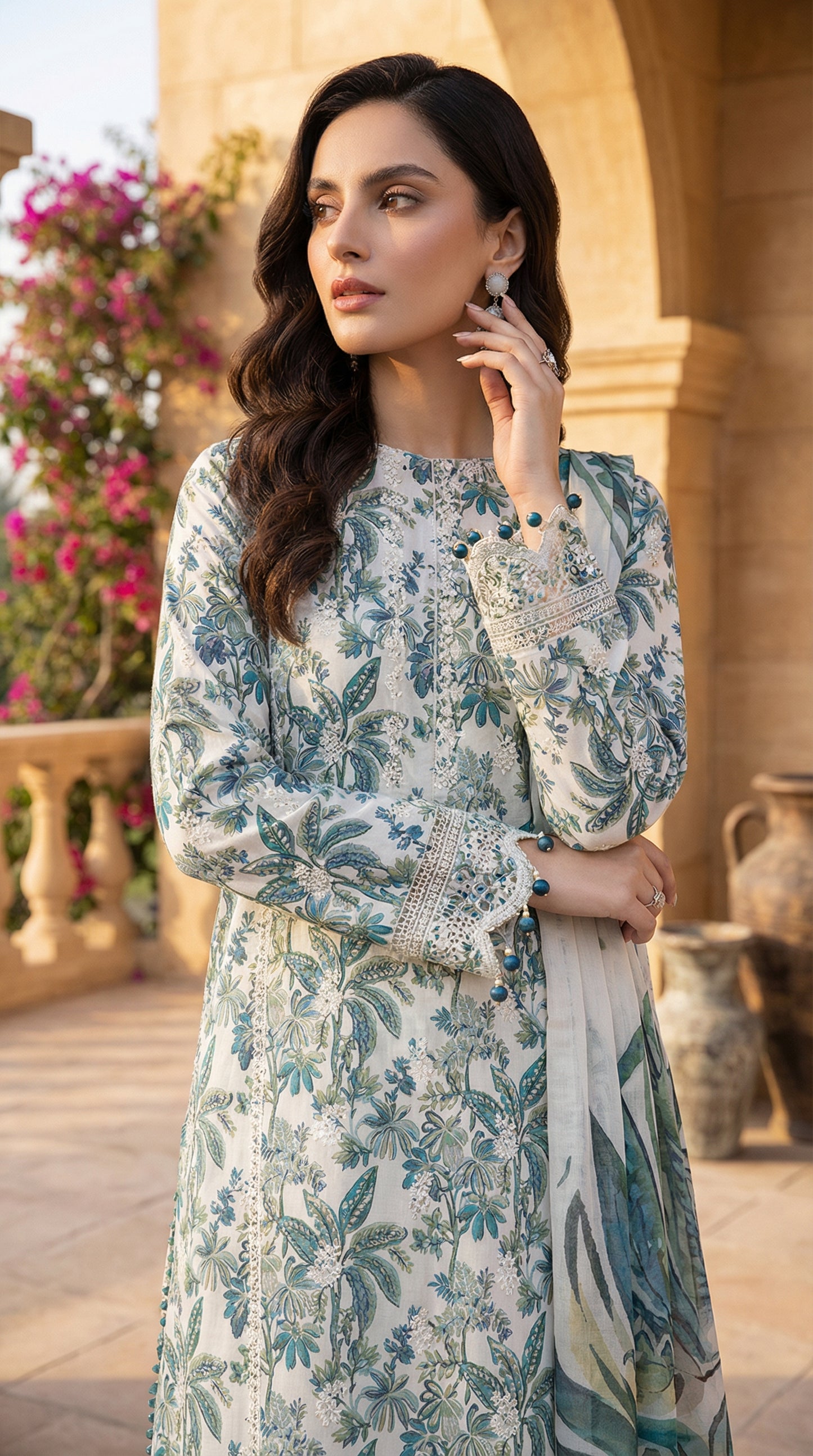 IZEL LAWN WITH CHIFFON DUPATTA |3PEC UNSTICHED