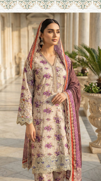 IZNIK LAWN WITH CHIFFON DUPATTA |3PEC UNSTICHED