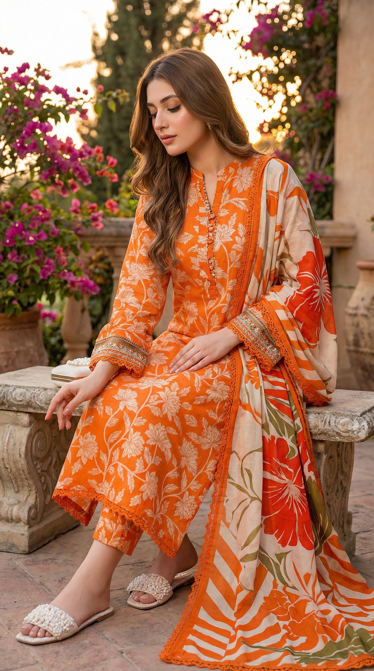 ANEELA LAWN WITH CHIFFON DUPATTA |3PEC UNsTICHED