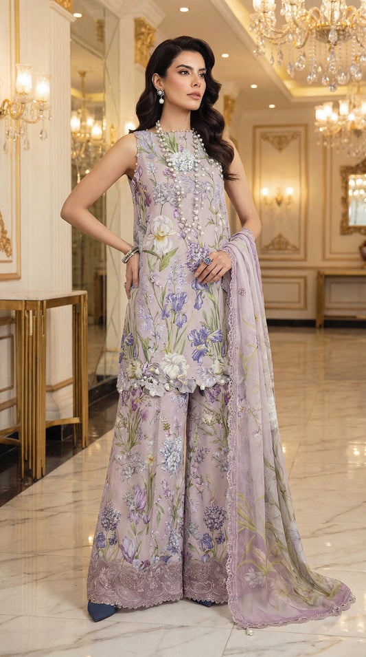 MARIAB LAWN WITH CHIFFON DUPATTA |3PEC UNSTICHED