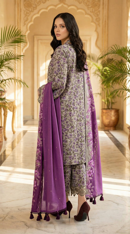 MARIAB EXCLUSIVE MPRINT LAWN WITH CHIFFON DUPATTA |3PIECE UNSTICHED