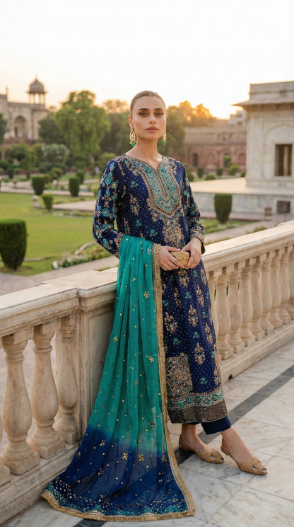 VINATGE BY ZOHRA CHIFFON WITH CHIFFON  DUPATTA |3PIECE UNSTICHED