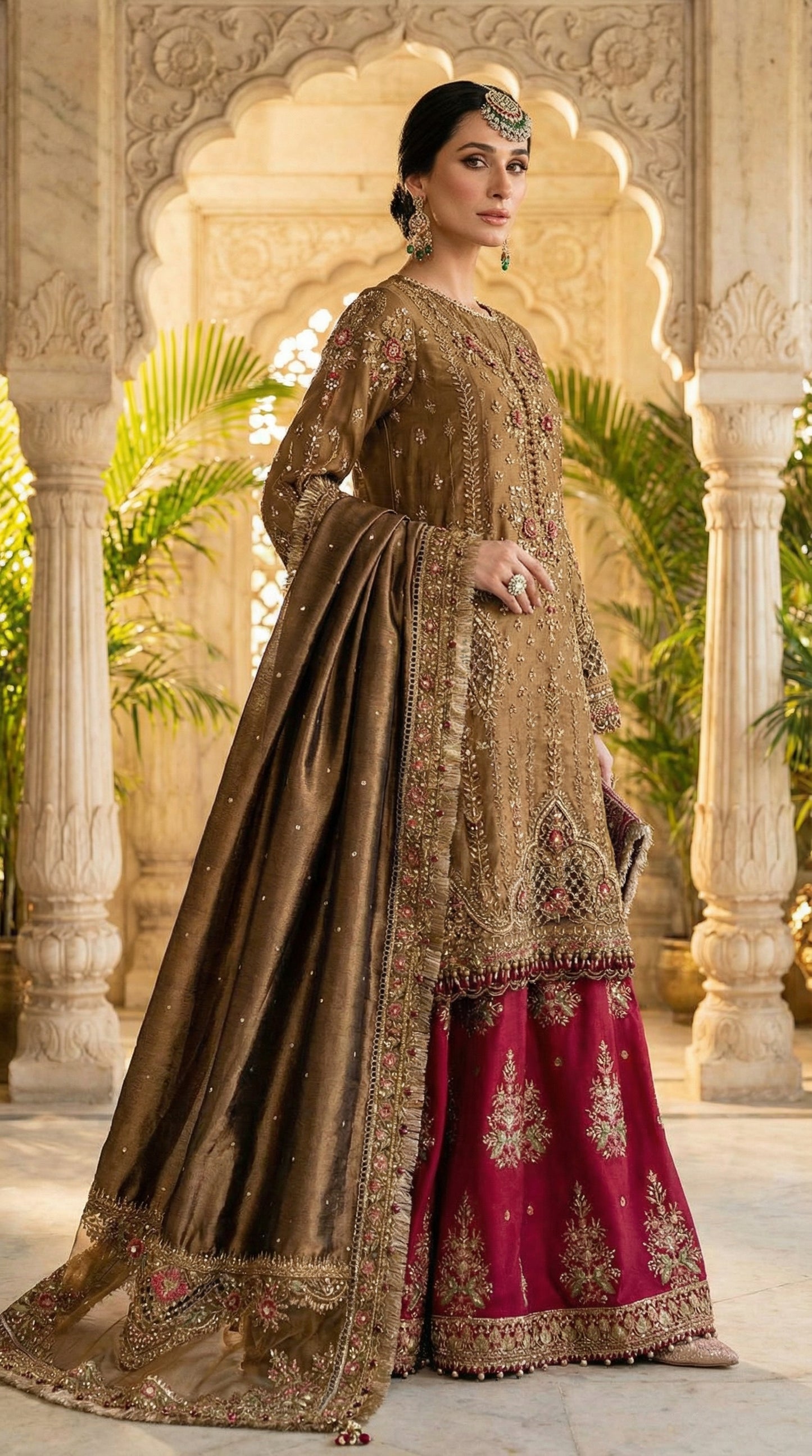 MARIAB SILK WEDDING WITH ORGENZA  DUPATTA |3PIECE UNSTICHED