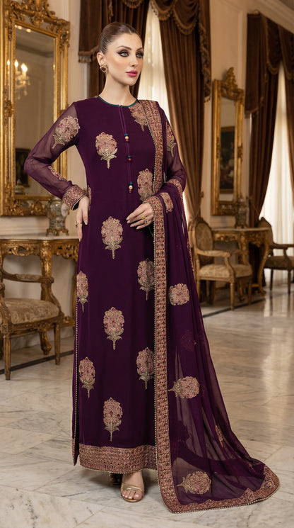 MEERAL CHIFFON WEDDING SUIT  WITH CHIFFON DUPATTA |3PIECE UNSTICHED