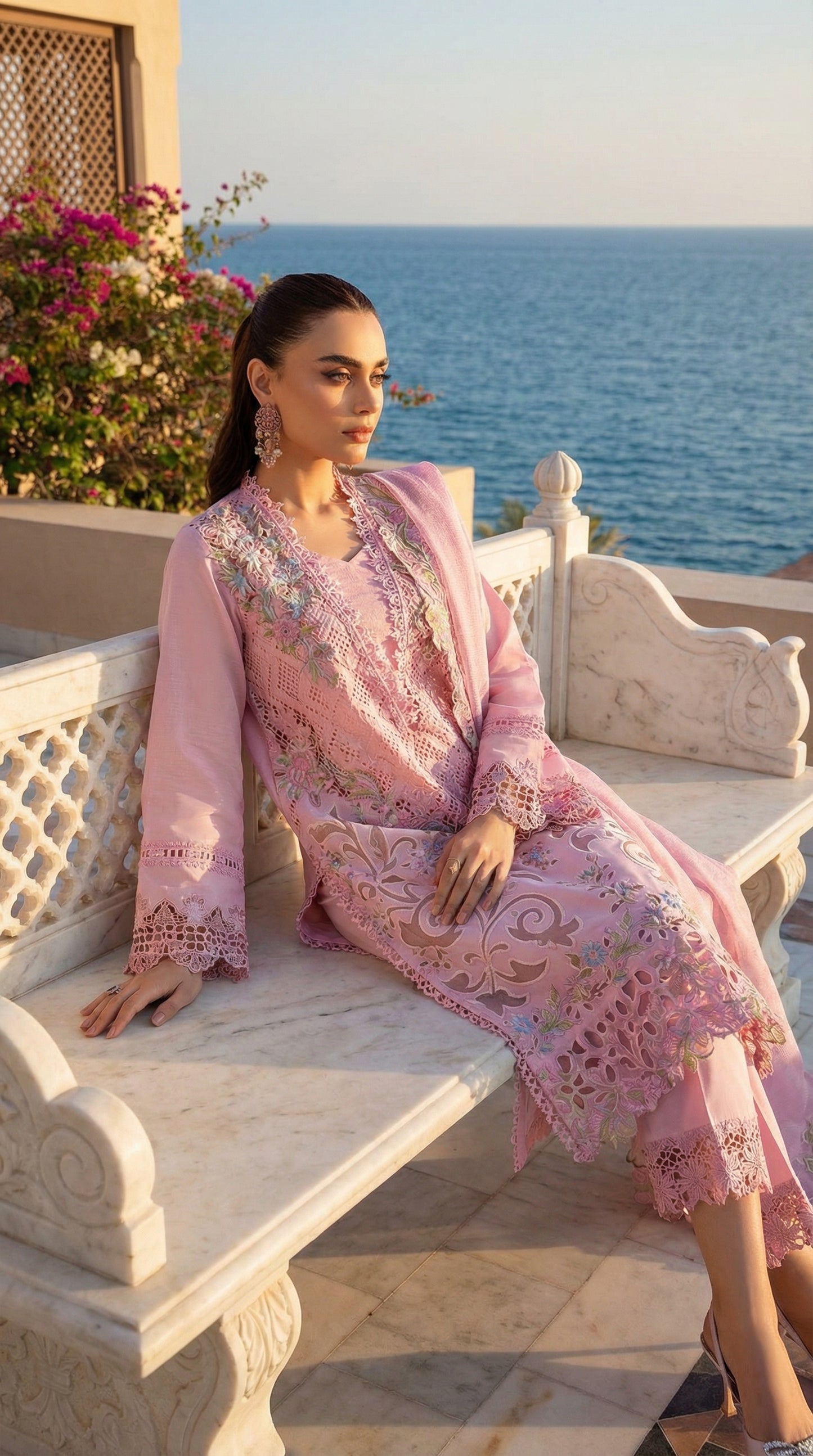 RANG RASIYA PINK CHIKENKARI 3PIECE UNSTICHED