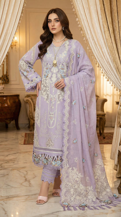 BIN ILYAS COTTON CHIKENKARI ORGENZA DUPATTA  |3PEC UNSTICHED