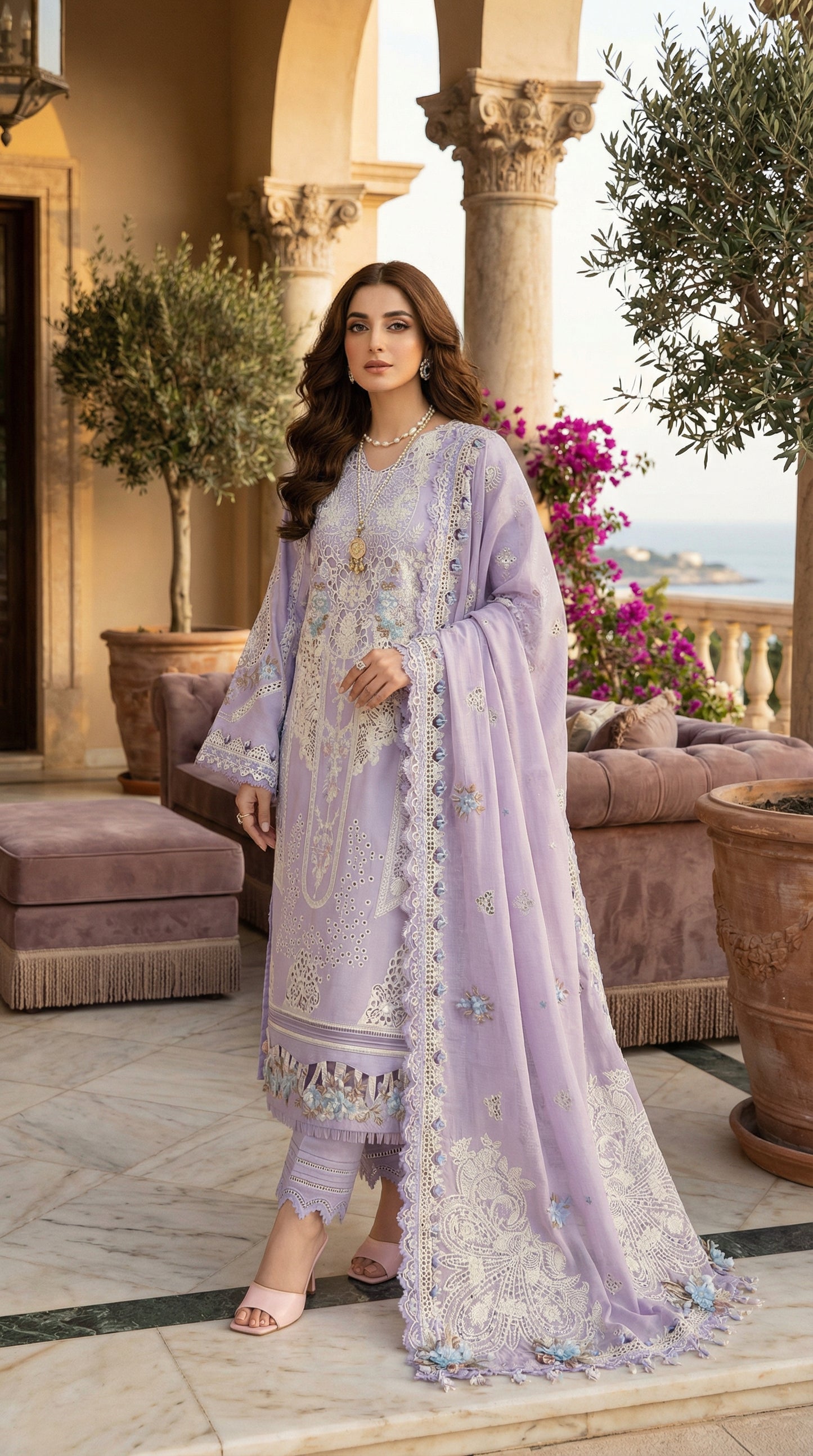 BIN ILYAS COTTON CHIKENKARI ORGENZA DUPATTA  |3PEC UNSTICHED