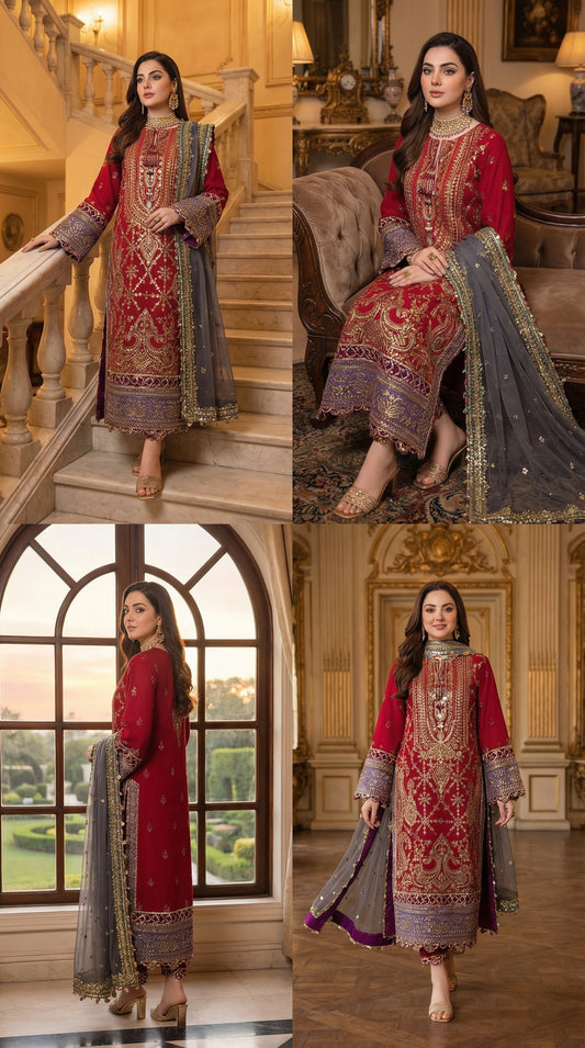 ASIM JOFA LAWN WITH CHIFFON DUPATTA  |3PEC UNSTICHED