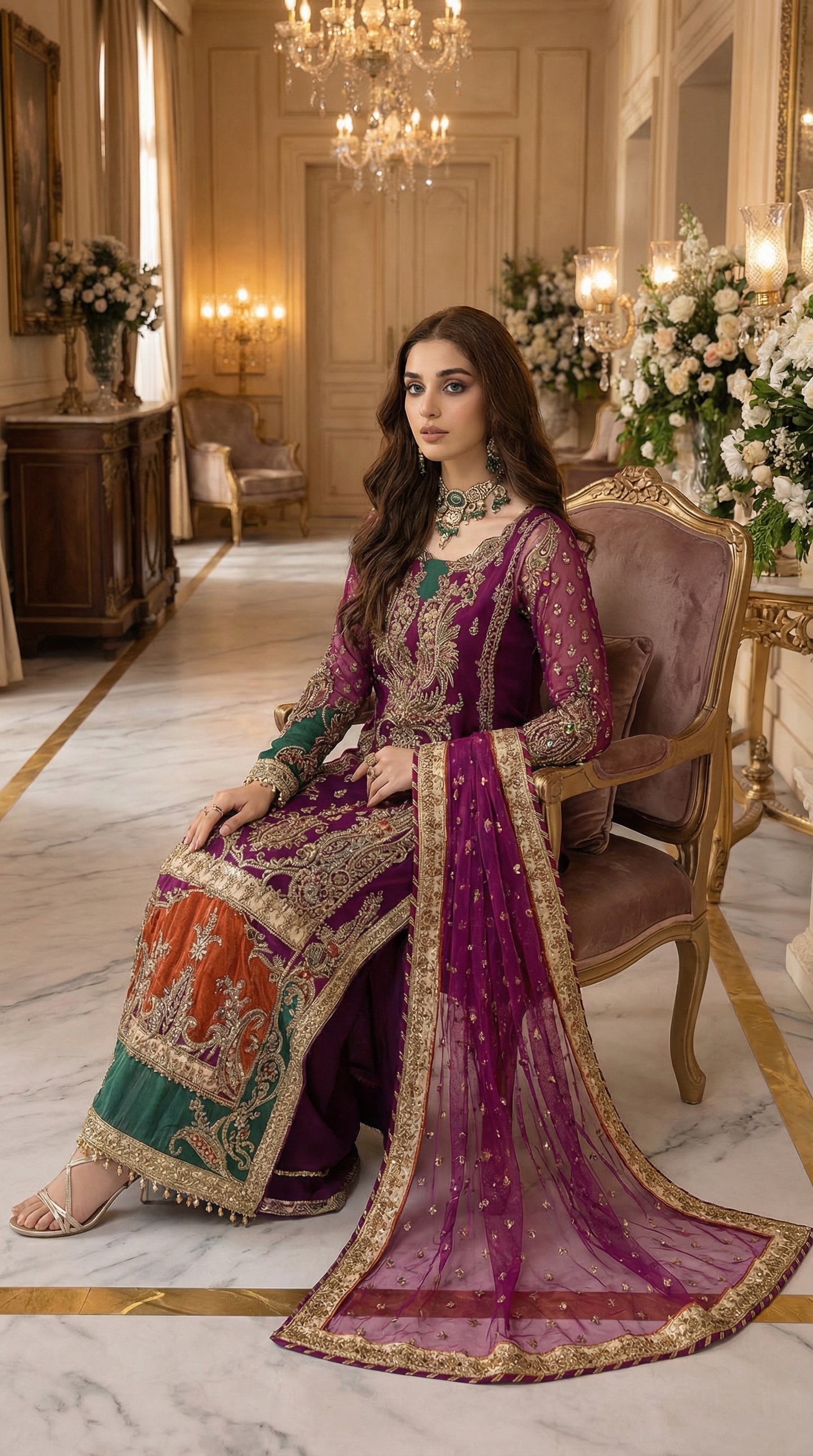 CARIZMA EMBROIDERED CHIFFON DRESS WITH NAT DUPATTA  | 3-PIECE UNSTICHED