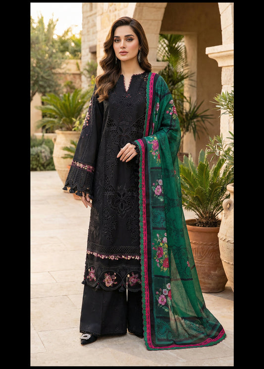 Saira Rizwan | Luxury Chikenkari Lawn Digital Printed Silk Dupatta | 3piece Unstiched