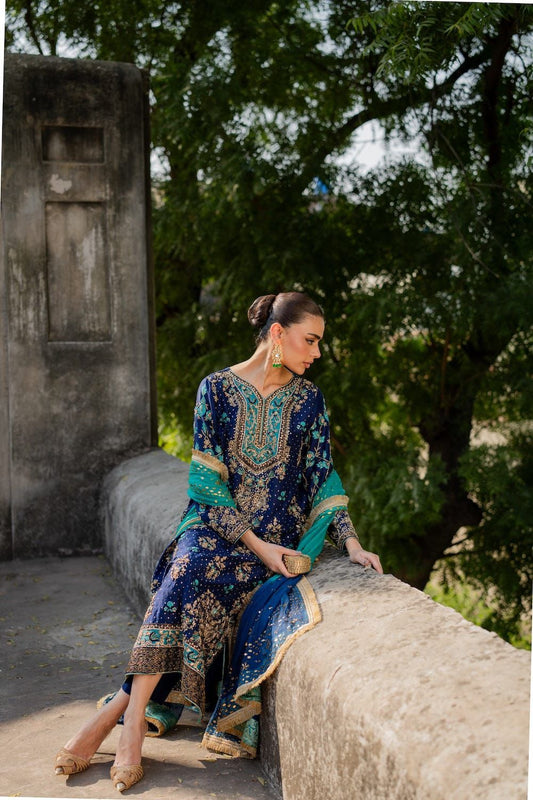 VINATGE BY ZOHRA CHIFFON WITH CHIFFON  DUPATTA |3PIECE UNSTICHED