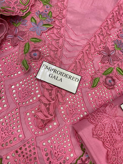 RANG RASIYA PINK CHIKENKARI 3PIECE UNSTICHED