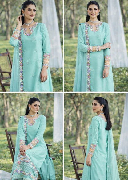 MUSHQ | ELITE FLORAL CHIKENKARI  KHADDI NET DUPATTA  |3PEC UNSTICHED