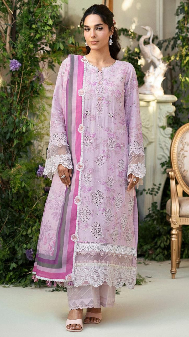 MOTIFZ FLORAL ICE | LAWN  WITH CHIFFON DUPATTA  |3PC UNSTICHED