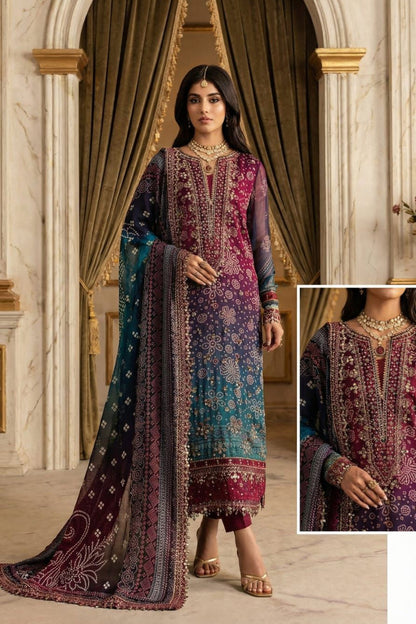 NOOR E TEHZEEB | CHUNRI LAWN  WITH CHIFFON DUPATTA  |3PC UNSTICHED