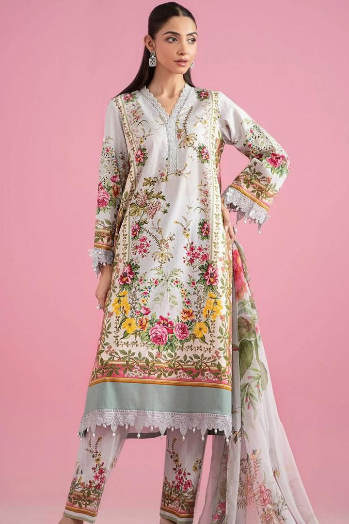 MARIAB GULROSE |PRINTED LAWN WITH CHIFFON  DUPATTA  |3PC UNSTICHED