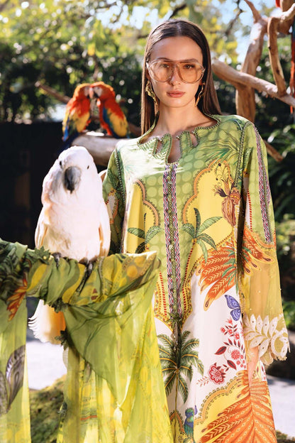 MARIAB TULIP |PRINTED LAWN WITH CHIFFON BORDER  DUPATTA  |3PC UNSTICHED