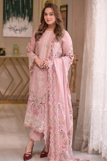 ANEELA LAIBA |EMBROIDED LAWN WITH NET BORDER  DUPATTA  |3PC UNSTICHED
