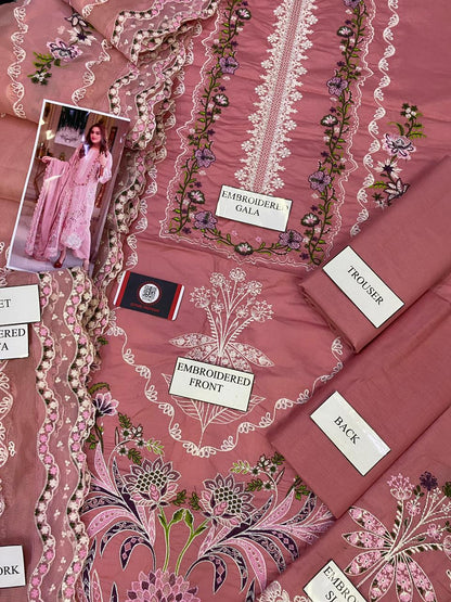 ANEELA LAIBA |EMBROIDED LAWN WITH NET BORDER  DUPATTA  |3PC UNSTICHED