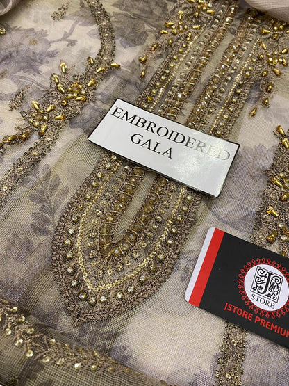 CHARIZMA SUNHERI ROYALE FESTIVE EDITION |KHADDI NET WITH KHADDI NET DUPATTA  |3PC UNSTICHED