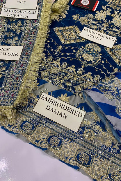 BAROQUE ROYAL SHEHZADI  FESTIVE |CHIFFON WITH KHAADI NET DUPATTA |3PC UNSTICHED