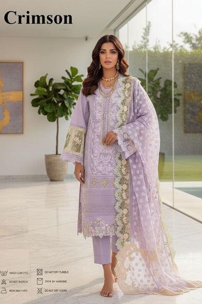 CRIMSON CHIKENKARI BLUEBERRY EDITION |3PC UNSTICHED