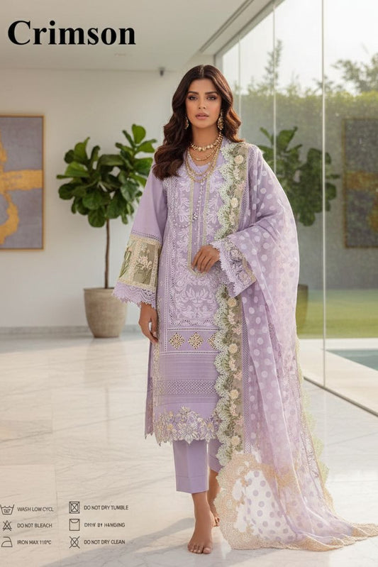 CRIMSON CHIKENKARI BLUEBERRY EDITION |3PC UNSTICHED