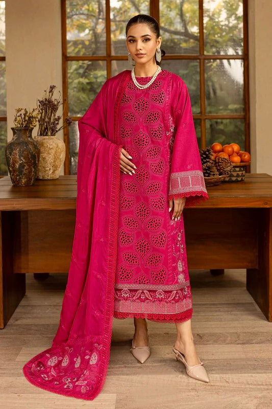 MARJAN CHIKENKARI CHERRY PINK EDITION  |3PC UNSTICHED