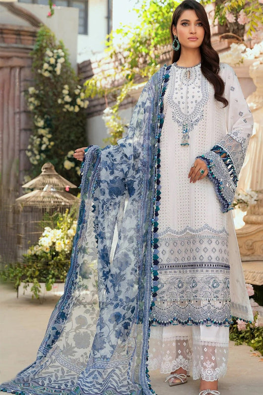 ANAYA CHIKENKARI WHITE ICE EDITION |3PC UNSTICHED