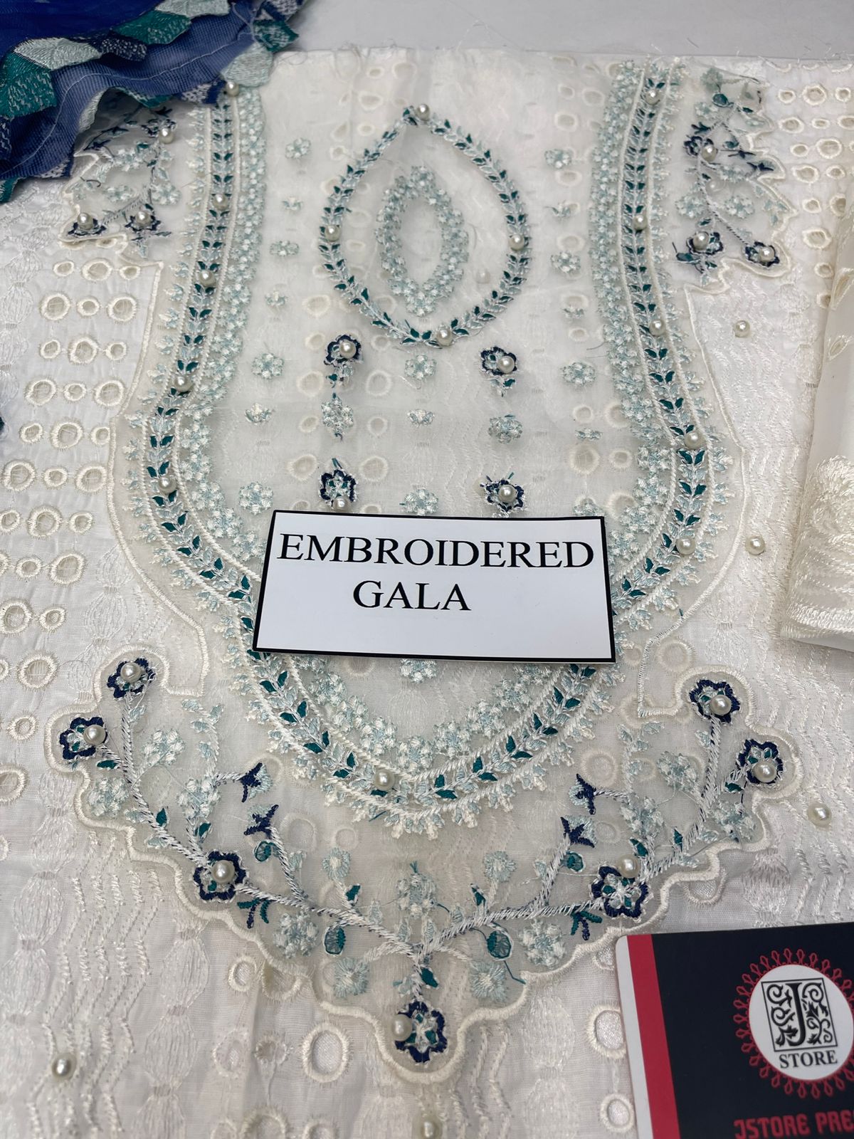 ANAYA CHIKENKARI WHITE ICE EDITION |3PC UNSTICHED