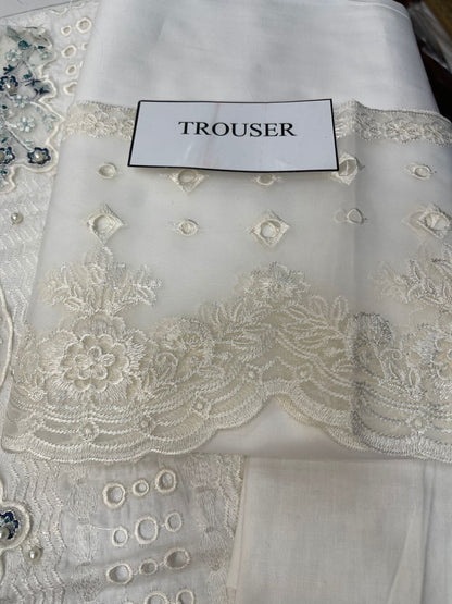 ANAYA CHIKENKARI WHITE ICE EDITION |3PC UNSTICHED