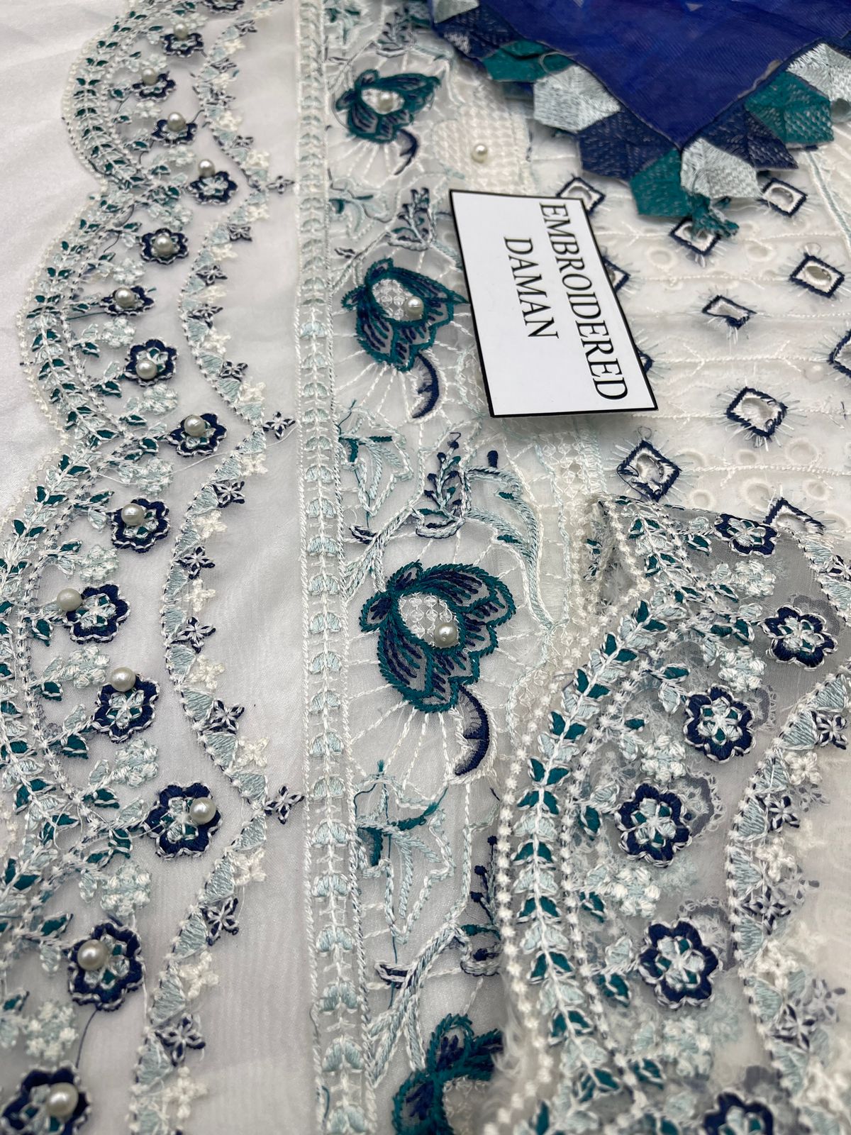 ANAYA CHIKENKARI WHITE ICE EDITION |3PC UNSTICHED