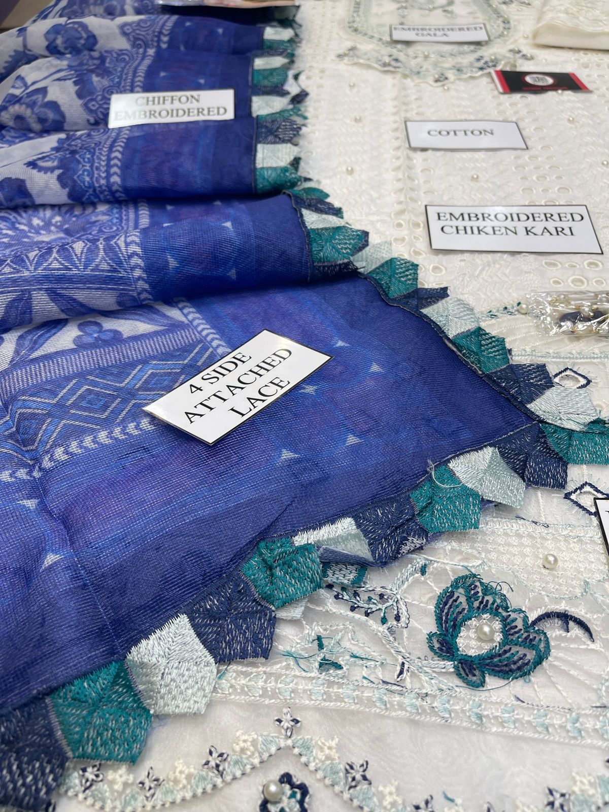 ANAYA CHIKENKARI WHITE ICE EDITION |3PC UNSTICHED